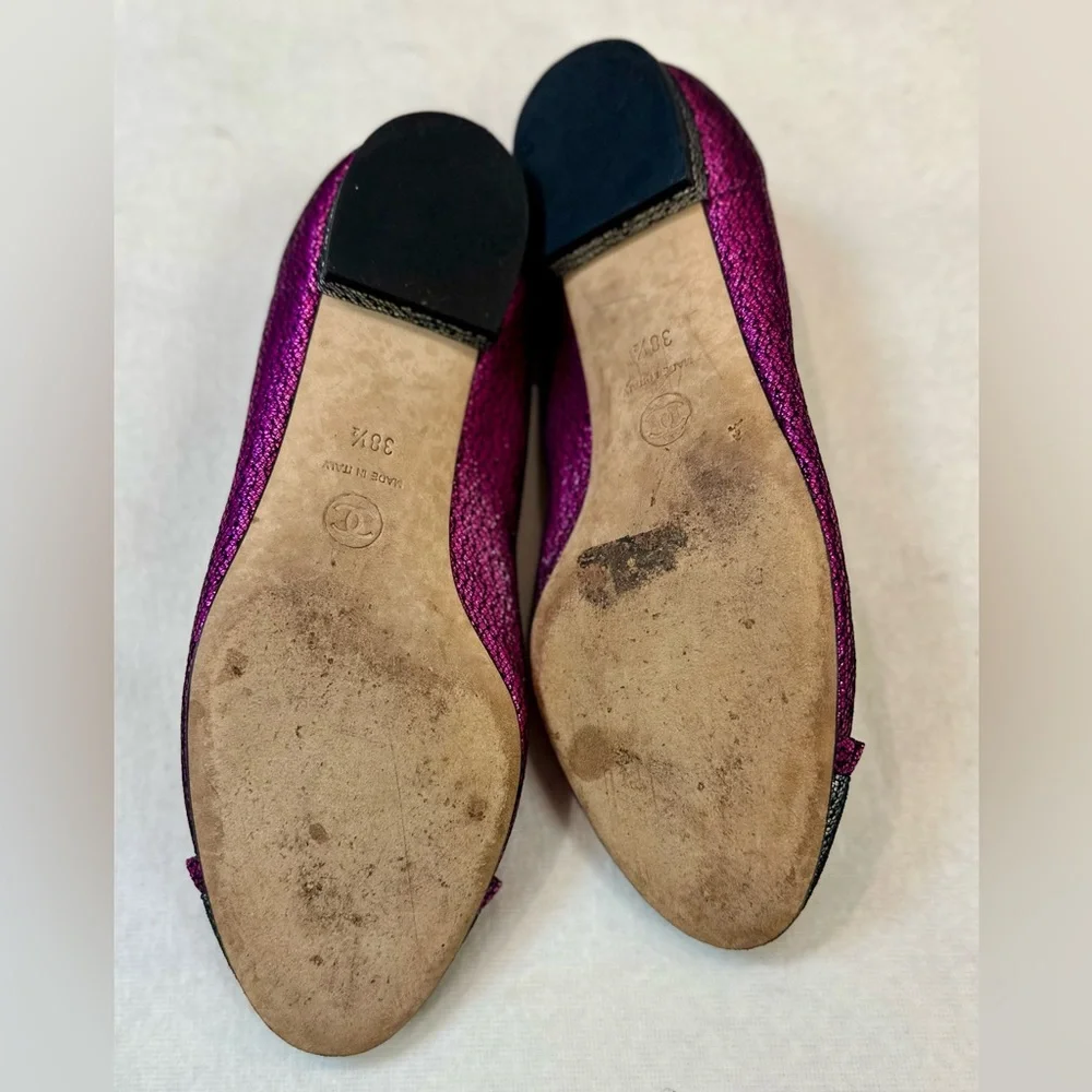 Chanel Women's Pink and Black Ballerina  Flats S: 38.5 - Picture 5 of 6